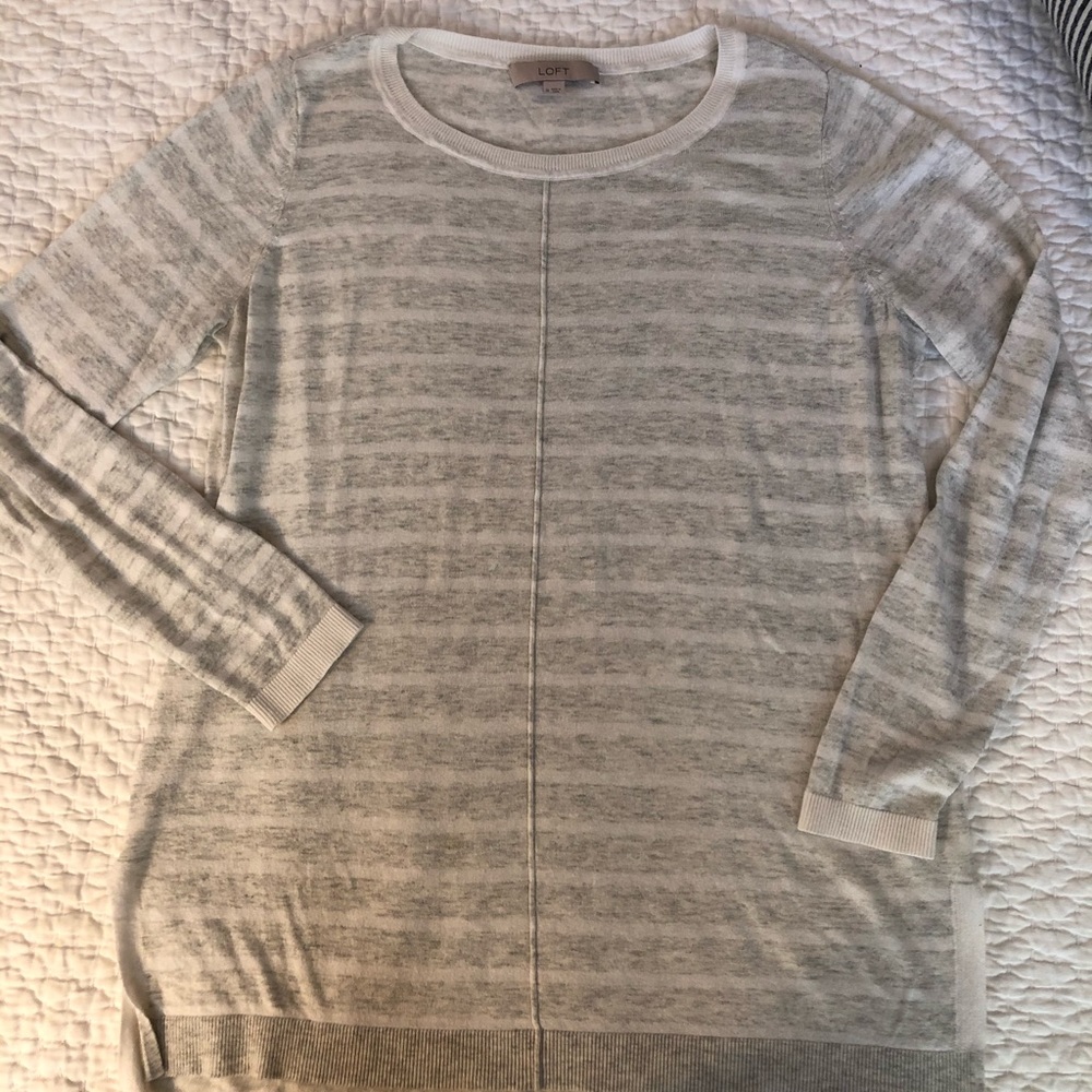 Loft striped side slit tunic sweater